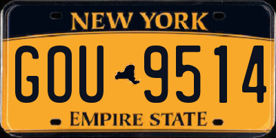 NY license plate GOU9514