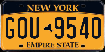 NY license plate GOU9540