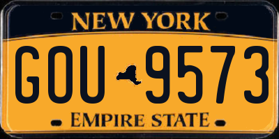 NY license plate GOU9573