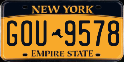 NY license plate GOU9578