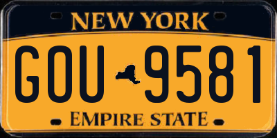 NY license plate GOU9581
