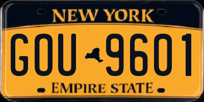 NY license plate GOU9601