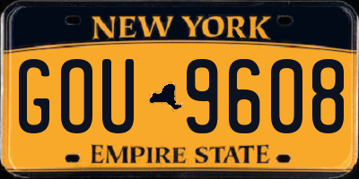 NY license plate GOU9608