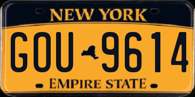 NY license plate GOU9614