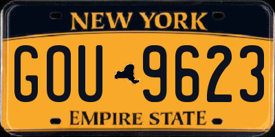 NY license plate GOU9623