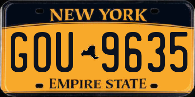 NY license plate GOU9635