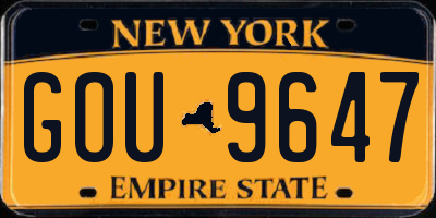 NY license plate GOU9647