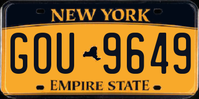NY license plate GOU9649