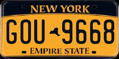 NY license plate GOU9668