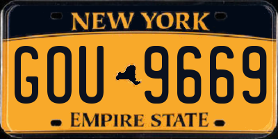 NY license plate GOU9669