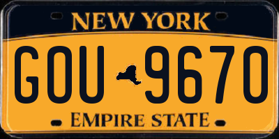 NY license plate GOU9670