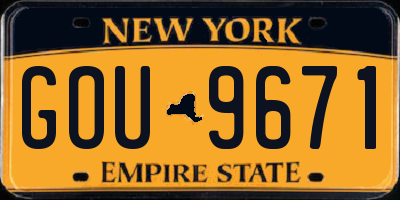 NY license plate GOU9671