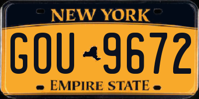 NY license plate GOU9672