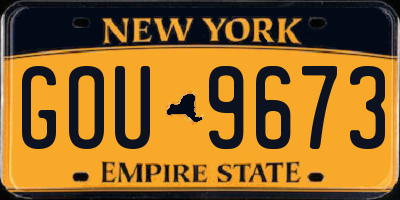 NY license plate GOU9673