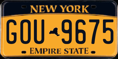 NY license plate GOU9675