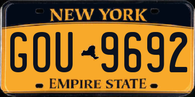 NY license plate GOU9692