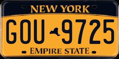 NY license plate GOU9725