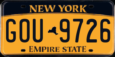 NY license plate GOU9726