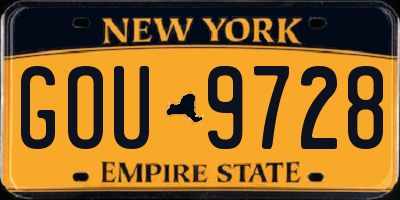 NY license plate GOU9728
