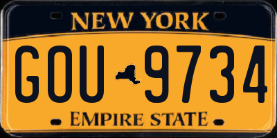 NY license plate GOU9734