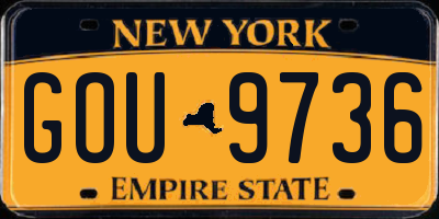 NY license plate GOU9736