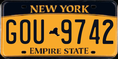NY license plate GOU9742