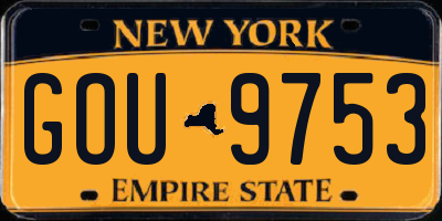 NY license plate GOU9753