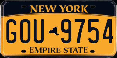 NY license plate GOU9754