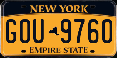 NY license plate GOU9760