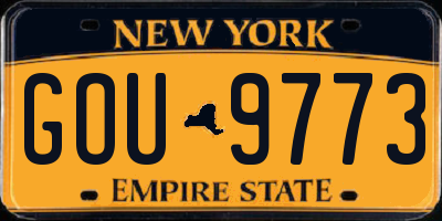 NY license plate GOU9773