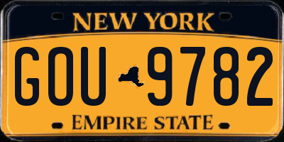NY license plate GOU9782