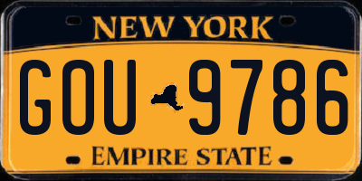 NY license plate GOU9786