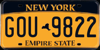 NY license plate GOU9822