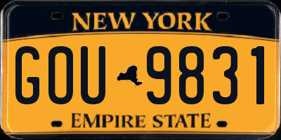 NY license plate GOU9831