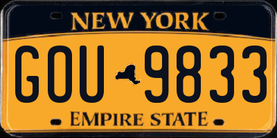 NY license plate GOU9833