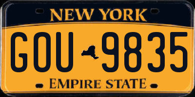 NY license plate GOU9835