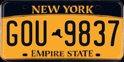 NY license plate GOU9837