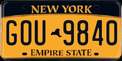 NY license plate GOU9840
