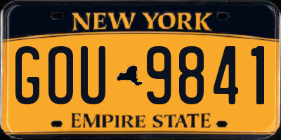 NY license plate GOU9841