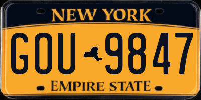 NY license plate GOU9847