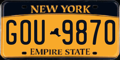 NY license plate GOU9870