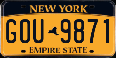 NY license plate GOU9871