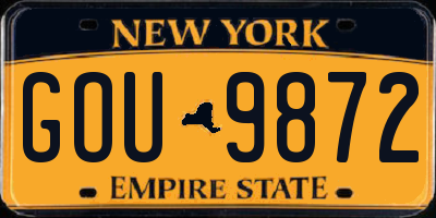 NY license plate GOU9872