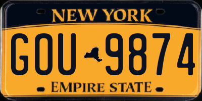 NY license plate GOU9874