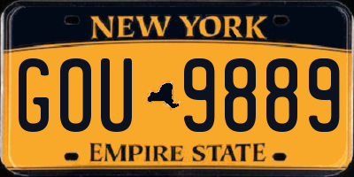 NY license plate GOU9889