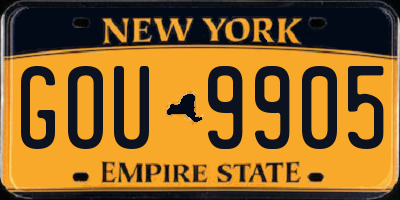 NY license plate GOU9905