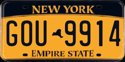 NY license plate GOU9914