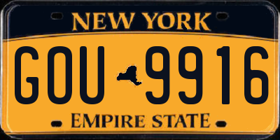 NY license plate GOU9916