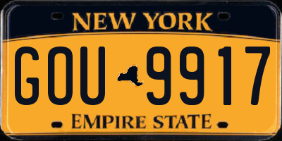 NY license plate GOU9917