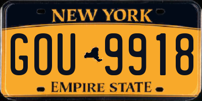 NY license plate GOU9918